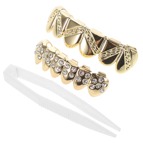 OATIPHO Zahngrills Mit Edelsteinen Für Erwachsene 2 Stück Halloween-zähne Mundgrills Party-zubehör von OATIPHO