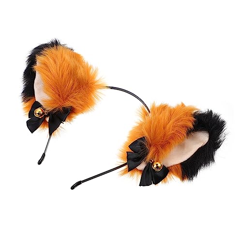 OATIPHO 2st Katzenohr-glöckchen-stirnband Pelziges Stirnband Orangefarbene Fuchsohren Stirnband Mit Katzenohren Fuchsohr Stirnbänder Wolfsohren Stirnband Cosplay Ohr Haarreifen Puff Stoff von OATIPHO