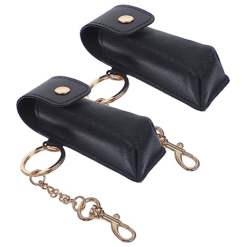 OATIPHO 2stücke Lippenstifthalter Aufbewahrungstasche Schlüsselanhänger Lippenbalsam Halter Taschen Für Frauen Mädchen Schwarz von OATIPHO