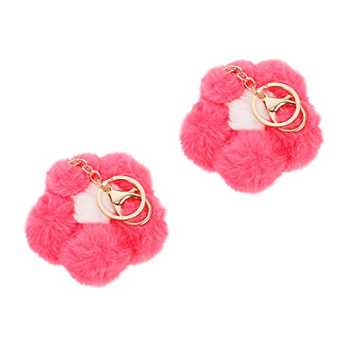 OATIPHO 2stücke Fluffy Schlüsselanhänger Blumenform Flauschige Taschenanhänger Für Dekoration Trendige Schlüsselketten Für Handtaschen Rucksäcke Und Autoschlüssel Wassermelonenrot von OATIPHO