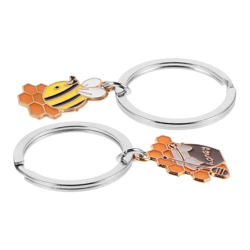 OATIPHO 2stücke Schlüsselanhänger Mit Cartoon-Biene Süße Waben-Charms Für Damen Bienen-anhänger Aus Emaille Honig-schlüsselanhänger Für Taschen Und Rucksäcke Tieranhänger Für von OATIPHO