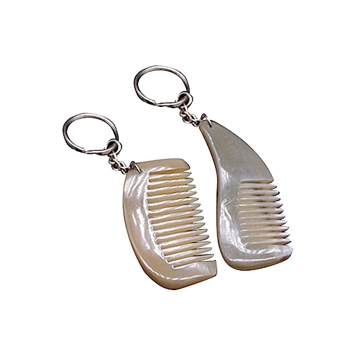 OATIPHO 2stücke Natürlicher -horn-kamm-schlüsselanhänger Mini-kamm Schlüsselanhänger Kreatives Hängedekor Lustiger Taschenanhänger Muster Mit Griff Zufällige Farbe von OATIPHO