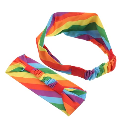 OATIPHO 2stücke Regenbogen Stirnband Für Sport Schweißabsorbierend Unisex Elastisch Für Yoga Laufen Fitness Pride-party Festival-dekoration von OATIPHO