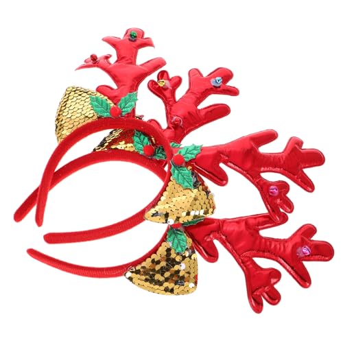 OATIPHO 2stücke Rentiergeweih Haarband Weihnachtsgeweih Stirnband Hirschohren Haarband Weihnachts-kopfbedeckung Festlicher Haarreif Für Damen Elchkostüm Accessoire Rentierkostüm von OATIPHO