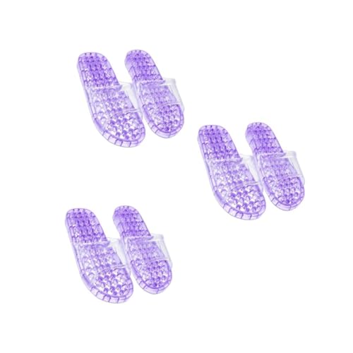 OATIPHO 3 Paare Fußmassage Slipper PVC Massage Hausschuhe Lila Rutschfeste Spa Badeschuhe Damen Komfortable Fußpflege Hausschuhe für Zuhause und Wellness von OATIPHO