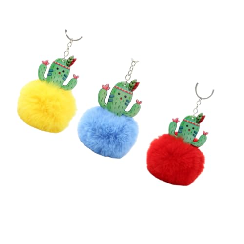 OATIPHO 3stücke Cactus Plüsch Schlüsselanhänger Stylischer Schlüsselbund Für Taschen Und Rucksäcke Gelb Blau Rot Attraktive Deko Für von OATIPHO