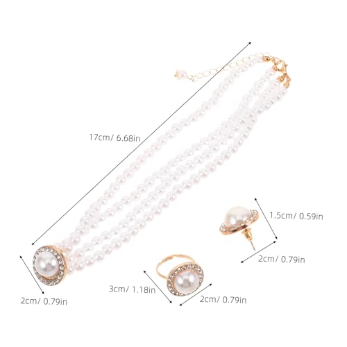OATIPHO 3 Sätze Imitation Perlen Schmuckset Damen Teiliges Brautschmuck Set mit Halskette Ohrringen Ring für Hochzeit Party Formelle Anlässe Langlebig Strassverziert Elegant von OATIPHO