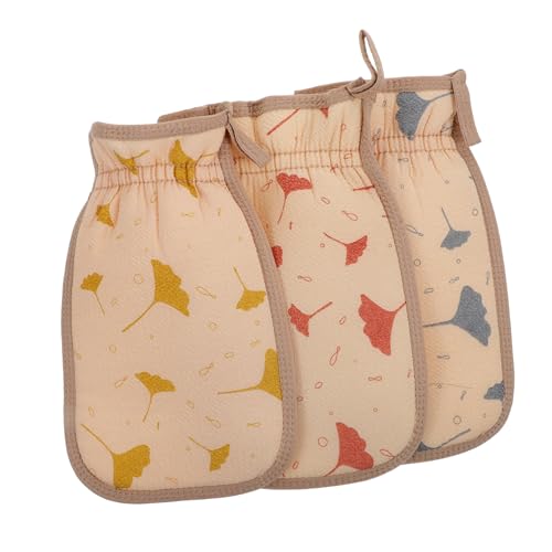 OATIPHO 3 Stück Badetuch Körperwäscher Körperpeeling-duschwäscher Handschuhe Handtuch Zum Duschen Zurück Peeling-handschuh Handtücher Fausthandschuh Reine Baumwolle Yellow von OATIPHO