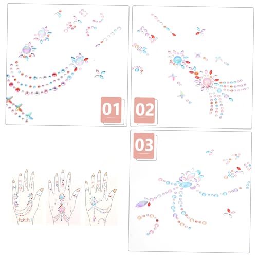 OATIPHO 3stücke Selbstklebende Acryl-edelsteine Strass-gesichtsaufkleber Glitzerkörper-aufkleber Für Festival-make-up Party-körperkunst Hand-strass-aufkleber Temporäre von OATIPHO