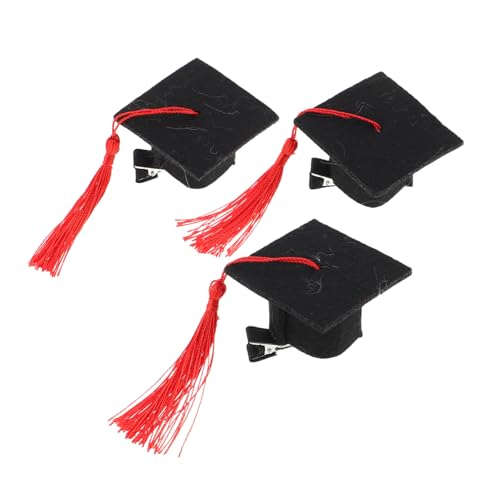 OATIPHO 3 Stück Mini-Arztmütze Abschlussfeier Mini Bachelor Cap Stirnbänder Abschlussdekorationen 2025 Abschlusskappe dekorative Haarspange für Damen süße Haarspangen Vlies Schwarz von OATIPHO