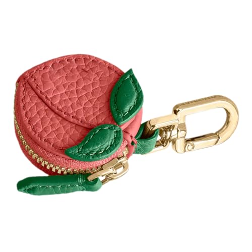 OATIPHO 3 Stück Mini Geldbörse Schlüsselanhänger Pfirsich Niedliche Münztasche mit Grünem Vielseitig als Schlüsselhalter und Schutz für Zugangskarten Tragbar für Taschen und Rucksäcke von OATIPHO