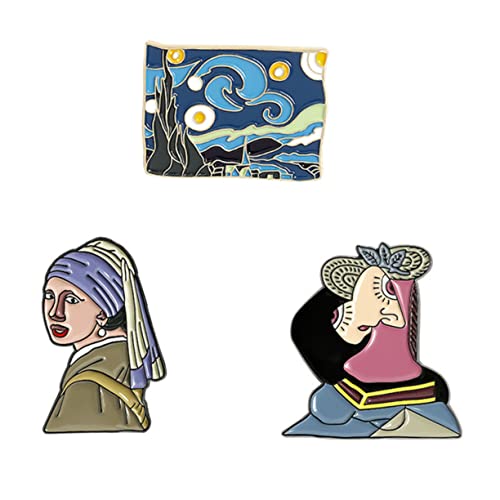 OATIPHO 3 Stück Ölmalerei Broschen Stilvolle Anstecknadeln für Damen Kleidung Accessoires für Hochzeiten Partys und Alltag von OATIPHO