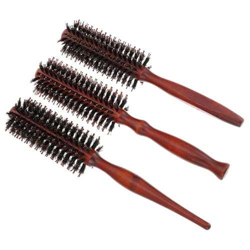 OATIPHO 3 Stück Runde Borsten Haarbürste aus Naturholzgriff Teiliges für Männer Entwirren Glätten und Stylen von Mittellangem Langem Haar für Locken von OATIPHO