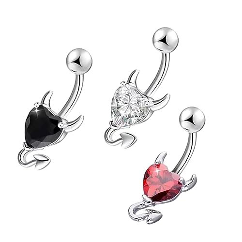 OATIPHO 3 Stück Teiliges Bauchnabelpiercing mit Zirkonia Hautfreundlicher Langlebig und Farbbeständig Modischer Körperschmuck für Damen und Mädchen für Frauen von OATIPHO