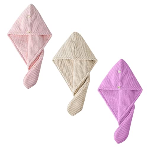 OATIPHO 3 Stück Teiliges Haartrockenkappen für Damen Weiche Saugfähige Duschhaube aus Korallenvlies zum Schnellen Trocknen Langer Haare in und Braun von OATIPHO