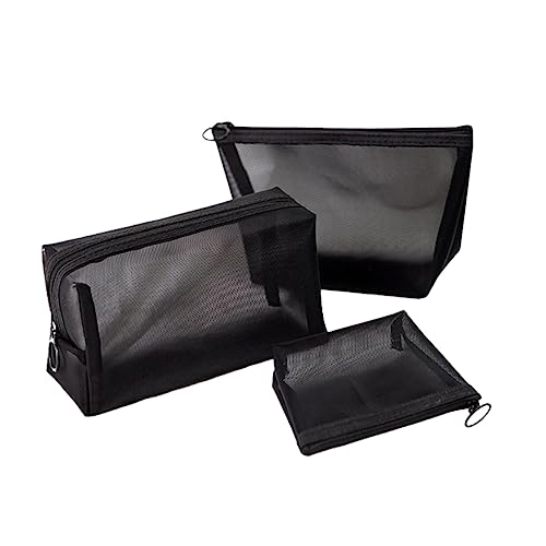 OATIPHO 3 Stück Teiliges Mesh Kosmetiktaschen Set Verstaubare Handtaschen für Make Up und Reise Aufbewahrung für Damen und Mädchen für Urlaub und Alltag von OATIPHO
