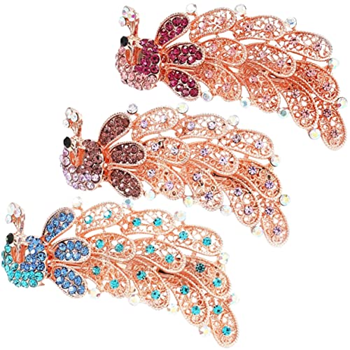 OATIPHO 3 Stück Teiliges Metall Haarklammern mit Funkelnden Strasssteinen Robuste Damen Haarspangen Blau und Rosa Modischer Haarschmuck für Mädchen und Frauen Langlebig und Sicher für von OATIPHO