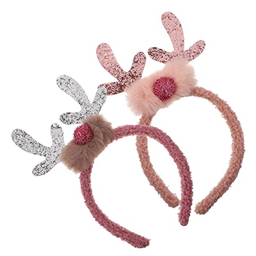 OATIPHO 3 Stück Teiliges Weihnachts Haarreif für Weiche Glatte Rentier Geweih Haarschmuck Wiederverwendbar Strapazierfähig für Weihnachtsfeiern Cosplay und Geburtstage Rosa und von OATIPHO