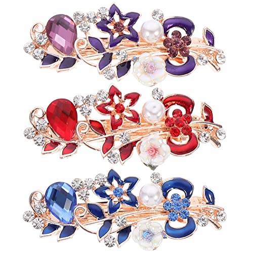 OATIPHO 3 Stück Weihnachts Haarklammern mit Strass und Perlen Haarspangen für Mädchen Haarschmuck Accessoire für Festliche Anlässe Rot Blau von OATIPHO