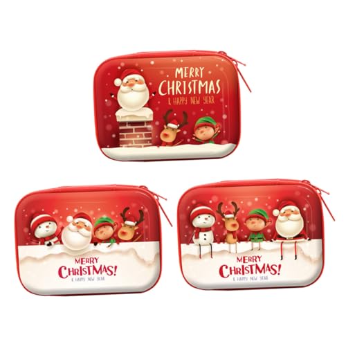 OATIPHO 3 Stück Weihnachtsmünzbeutel Robustem Blech Wiederverwendbare Münzaufbewahrungstaschen mit Festlichen Xmas Motiven als oder Mitgebsel für Weihnachtsfeiern von OATIPHO