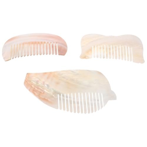 OATIPHO 3 Teiliger Haarentwirrungskamm Natürliche Muschel Breite Zähne Taschenkämme Für Reisetasche Damen Und Mädchen Dickes Lockiges Gewelltes Nasses Oder Trockenes Haar von OATIPHO