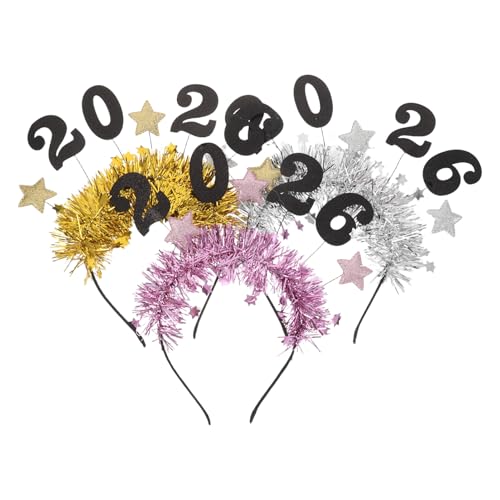 OATIPHO 3 Teiliges Silvester Partyzubehör – 2026 Frohes Neues Jahr Stirnband – Weihnachts Haarreif – Lametta Kopfschmuck Foto Requisiten – Haar Accessoires Für Die Feiertage von OATIPHO