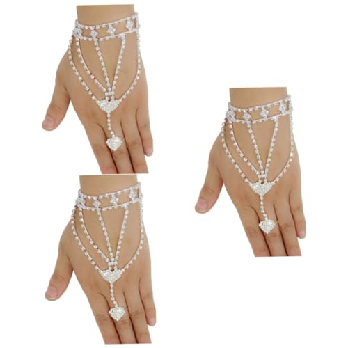 OATIPHO 3St Damenarmband Strass-Harness-Armband Hand silbernes armband Silberfarbenes Armband Armbänder Ringe Kristall Armband Frauen Armreif Bohemien Schmuck Hosenträger Fräulein von OATIPHO