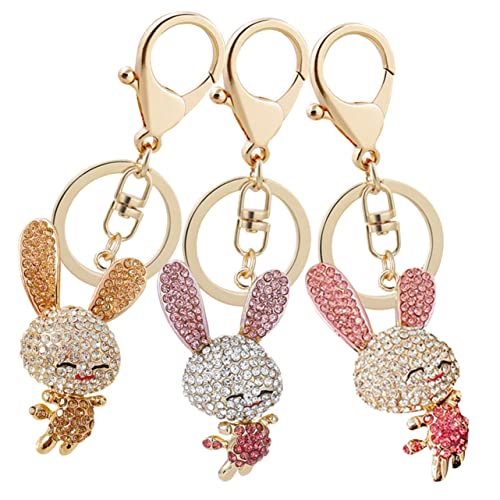 OATIPHO 3stücke Schlüsselanhänger Häschen Anhänger Strass Hasen Schlüsselanhänger Tierschlüsselanhänger Metall Kaninchen Schlüsselring Taschenschlüsselanhänger Decoratives von OATIPHO