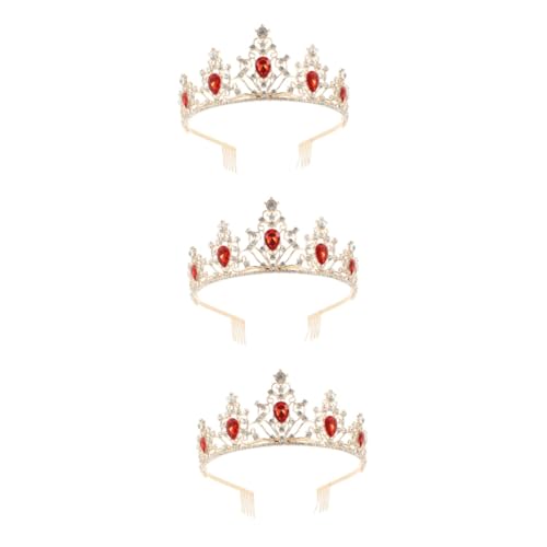 OATIPHO 3St Krone Haarschmuck haar zubehör haircharm alles zum geburtstag krone Braut Tiara Kronen für Frauen Tiara für die Hochzeit der Braut Fee Stirnband Gürtel Kopfbedeckung rot von OATIPHO