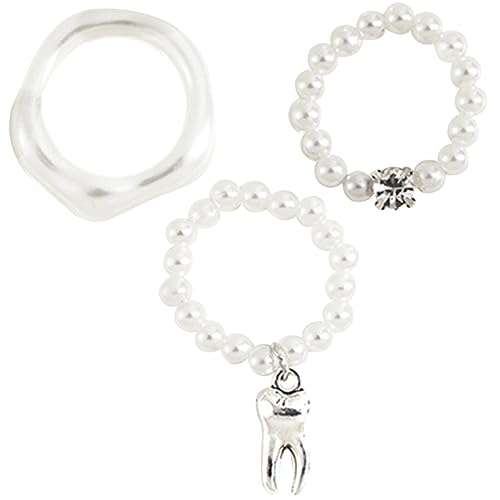 OATIPHO 3St Prothesenring-Set damenringe damenschmuck gifts for women jewelry set Zahnringe minimalistischer Ring trendiger Ring Schlichtheitsring Perle einstellen Zahnersatz Fräulein Weiß von OATIPHO