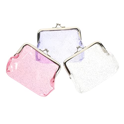 OATIPHO 3stücke Transparente Geldbörse Für Damen Glitzernde Clutch Mit Praktischem Verschluss Für Münzen Schlüssel Und Kleine Gegenstände Für Reisen Schule Und Freizeit von OATIPHO