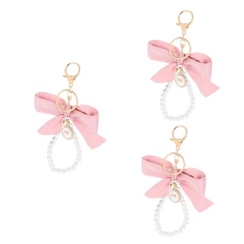 OATIPHO 3st Schleife Schlüsselanhänger Geldbörse Pjnk Schildkröte Schlüsselanhänger Schlüsselanhänger Taschenanhänger Schlüsselanhänger Mit Perlentasche Quaste Bling Rosa 丝带，金属，仿珍珠 von OATIPHO