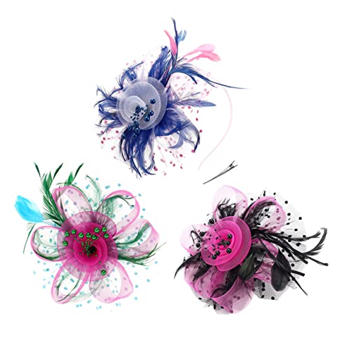 OATIPHO 3stücke Fascinator Hüte Für Frauen Elegante Haaraccessoires Mit Netz Und Federn Für Hochzeiten Cocktailpartys Und Teepartys Verschiedenen Farben Rosarot von OATIPHO