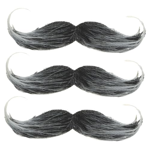 OATIPHO 3stücke Teiliges Fake Beard Für Halloween Und Kostümpartys Realistischer Selbstklebender Schnurrbart Für Für Verkleidungen Und Cosplay Schwarz Mit Aufwärts Gebogenem Design von OATIPHO