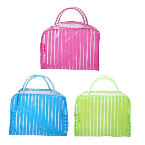 OATIPHO 3stücke Transparenter Reise-kulturbeutel wasserdichte Kosmetiktasche Aus PVC Make-up-Tasche Für Damen Mit Reißverschluss Für Camping Reisen Und Geschäftstouren in Rot Grün von OATIPHO