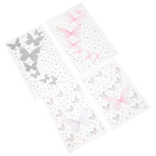 OATIPHO 4blätter Selbstklebende Strass-gesichtssticker Für Funkelnde Gesichtsjewelen Für Festivals Partys Und Halloween Glitzernde Make-up-rhinestone-aufkleber Für Kreative von OATIPHO