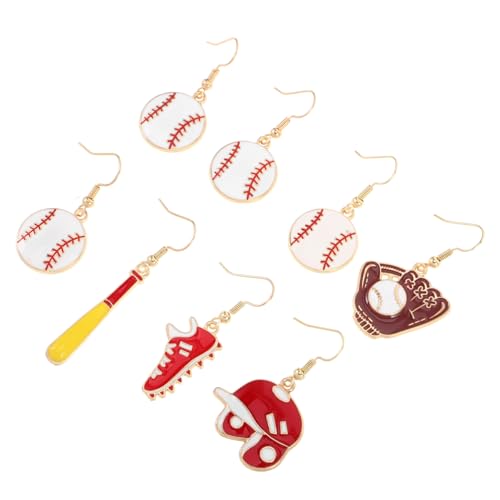 OATIPHO 4 Paar Baseball Ohrringe Legiertem Material Asymmetrisches Design mit Baseballschläger Modischer Schmuck für Mädchen Teens und Baseball Mütter für Partys und Alltag von OATIPHO