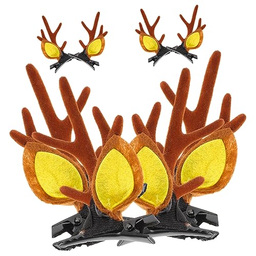 OATIPHO 4 Paare Weihnachts Haarspangen Rentier Geweih Haarklammern Xmas Haaraccessoires für Mädchen Kinderfest Party Zubehör von OATIPHO