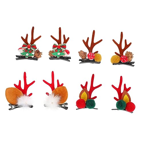 OATIPHO 4 Paare Weihnachts Haarspangen mit Geweih Design Niedliche Antler Barrettes Festlicher Haarschmuck für Damen Party Weihnachten Halloween und Neujahrsfeiern von OATIPHO