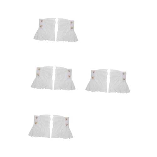 OATIPHO 4 Paare Weiße Spitzen Armstulpen mit Floraler Spitze Abnehmbare Fake Manschetten für Damen Stilvolle Handgelenks Accessoires für Festliche Kleidung bei Hochzeiten und Besonderen von OATIPHO