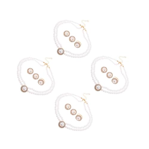 OATIPHO 4 Sätze Leichtes Imitation Perlen Schmuckset Damen Brautschmuck mit Strass Halskette Ohrringe Ring Set Komfortabel für Hochzeiten Partys und Tägliches Tragen Elegantes Accessoire von OATIPHO