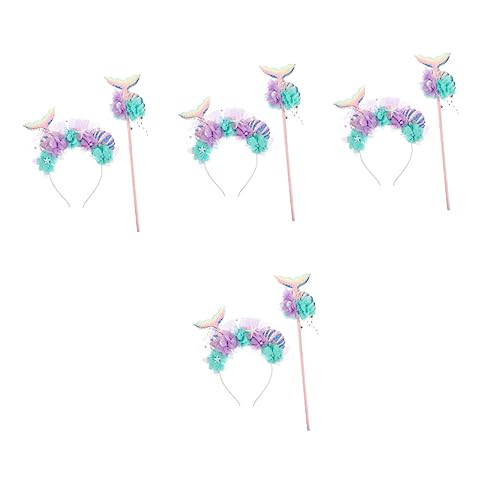 OATIPHO 4 Sets Meerjungfrau Stirnband Pailletten Jungen Und Mädchen Cosplay Fee Bühne Leistung Zubehör Chic Mädchen Haarband von OATIPHO