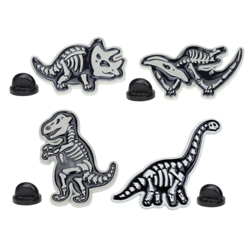 OATIPHO 4 StüCk Dinosaurier-Skelett-Brosche, Legierung, Anstecknadel, Corsage, FüR Taschen, Pullover, Kleider, AnzüGe, Hemden, MüTzen, Schals von OATIPHO