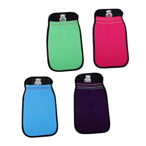 OATIPHO 4 Stück Doppellagige Körperpeeling Handschuhe Exfolierende Badetücher für Sanfte Hautreinigung Grün Himmelblau für Tägliche Körperpflege von OATIPHO