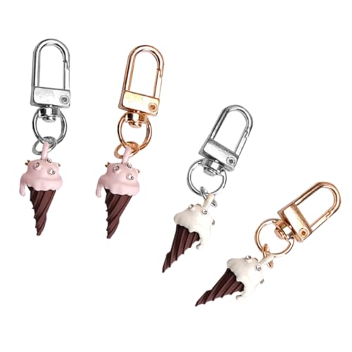 OATIPHO Bezaubernder Schlüsselanhänger in Eiscreme-Form 4-teiliges Set Modischer Schlüsselanhänger Mit Strasssteinen Zufällige Farbe von OATIPHO