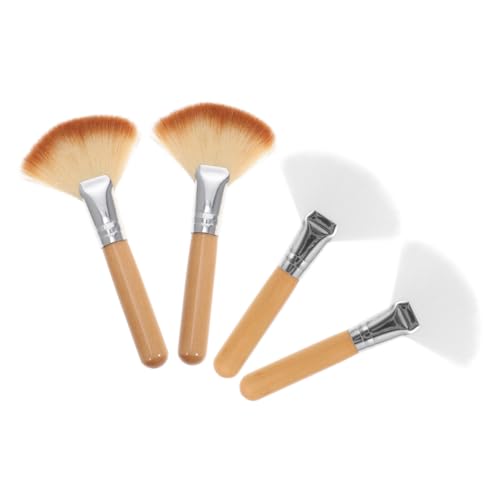 OATIPHO 4 Stück Fächer Make up Pinsel Für Puder Rouge Und Highlighter Holzgriff Weiche Borsten Für Frauen Und Reise Kosmetikpinsel Für Lose Puder Und Gesichts Make up von OATIPHO