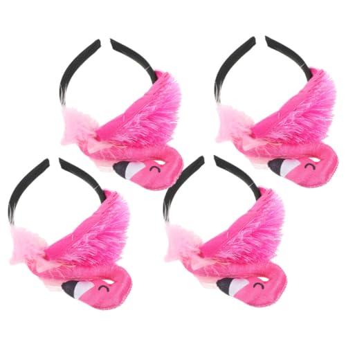 OATIPHO 4 Stück Flamingo-stirnband Tropische Stirnbänder Luau-party-stirnbänder Hawaii-kostümzubehör Hawaii-party-stirnband Flamingo-haarreifen Samt Dekorative Gegenstände Fräulein Mädchen von OATIPHO