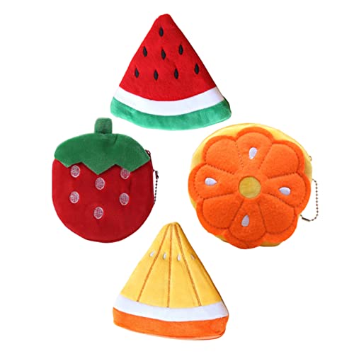 OATIPHO 4stücke Süße Kleine Damenbrieftasche in Fruchtform Wechselgeldbeutel Plüsch-Cartoon-geldbörse Mit Reißverschluss Kreditkartentasche Für Frauen Und Mädchen Für Reisen Und Alltag von OATIPHO