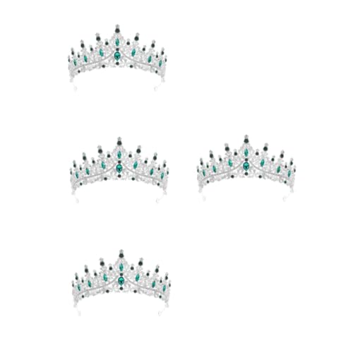OATIPHO 4 Stück Glänzende Krone Stirnband Damen Strass Tiara für Geburtstag Hochzeit Party Festliche Braut Kopfschmuck Silbergrün Elegant und Bequem für Besondere Anlässe von OATIPHO