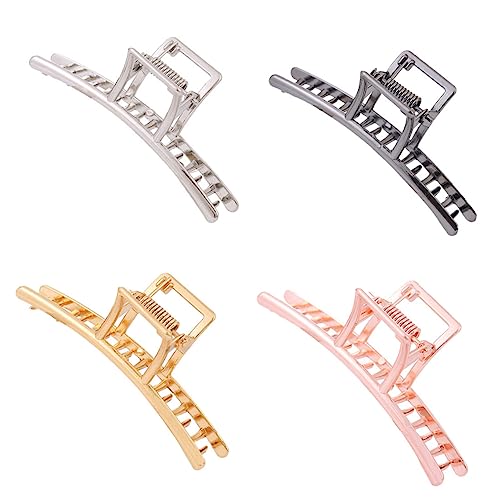 OATIPHO 4 Stück Haarklammer aus Große Metallgriffclips Schwarz Gold Silber und Roségold für und Mädchen für Pferdeschwanz und Festliche Anlässe von OATIPHO
